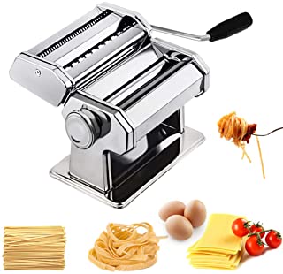 CHEFLY P1801 - Maquina de hacer pasta casera resistente todo en uno con 9 ajustes de espesor para hacer espaguetis frescos y espaguetis- rodillos de masa- cortador de prensa- maquina para hacer nalgas