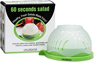 Cuenco cortador de ensalada grande- verduras y frutas listas en 60 segundos- seguro- incluye recetas de ensaladas- lava- corta y sirve