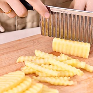 Ndier Cuchillo Corrugado Vegetal- Cuchillo Corrugado de Acero Inoxidable para Cortar Patatas- Cuchillo de Cocina de Acero Inoxidable