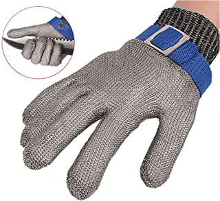 ThreeH Guantes de proteccion de seguridad Guantes de malla de acero inoxidable para cortar guantes de trabajo GL09 M(Un guante)