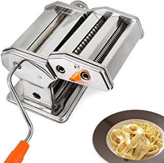 Todeco - Maquina de Pasta- Maquina para Hacer Pasta - Grosor del corte: 6 ajustes de espesor ajustable de 0-5 a 3 mm - Material: Acero inoxidable - Espaguetis- tagliatelles- lasanas